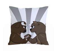 ERRTU Housse de Coussin 40x40 cm,Dessin animé, Taureau et Ours se préparant à Combattre, Fond rayé, compétition sauva,Housse Coussin Exterieur,Motif Décoratif Taie d'oreiller,Coussin Decoratif Canape