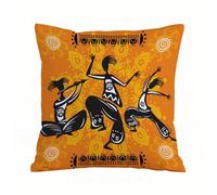 ERRTU Housse de Coussin 40x40 cm,Ensemble de Nations africaines, Figurines de Danseurs africains autochtones avec Pol,Housse Coussin Exterieur,Motif Décoratif Taie d'oreiller,Coussin Decoratif Canape
