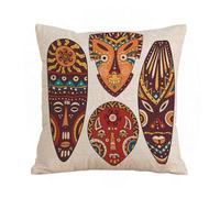ERRTU Housse de Coussin 40x40 cm,Ensemble de Quatre Masques africains,Housse Coussin Exterieur,Motif Décoratif Taie d'oreiller,Coussin Decoratif Canape