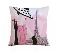 ERRTU Housse de Coussin 40x40 cm,Femme à la Mode à Paris,Housse Coussin Exterieur,Motif Décoratif Taie d'oreiller,Coussin Decoratif Canape