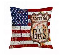 ERRTU Housse de Coussin 40x40 cm,Panneau Vintage de Station-Service Route 66,Housse Coussin Exterieur,Motif Décoratif Taie d'oreiller,Coussin Decoratif Canape