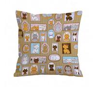 ERRTU Housse de Coussin 40x40 cm,Portraits de Chats Mignons modèle sans Couture. arrière-Plan rétro,Housse Coussin Exterieur,Motif Décoratif Taie d'oreiller,Coussin Decoratif Canape