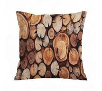 ERRTU Housse de Coussin 40x40 cm,Vue de Dessus de bûches de Bois Naturel coupées en arrière-Plan texturé,Housse Coussin Exterieur,Motif Décoratif Taie d'oreiller,Coussin Decoratif Canape