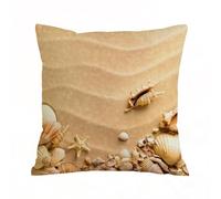ERRTU Housse de Coussin 45x45 cm,Coquillages avec du Sable en arrière-Plan,Housse Coussin Exterieur,Motif Décoratif Taie d'oreiller,Coussin Decoratif Canape