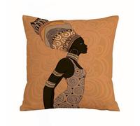 ERRTU Housse de Coussin 45x45 cm,Femme Africaine, Peuple autochtone d'Afrique Thème,Housse Coussin Exterieur,Motif Décoratif Taie d'oreiller,Coussin Decoratif Canape