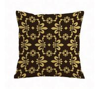 ERRTU Housse de Coussin 45x45 cm,Motif Fleur de lys médiéval Vintage Marron et Or,Housse Coussin Exterieur,Motif Décoratif Taie d'oreiller,Coussin Decoratif Canape