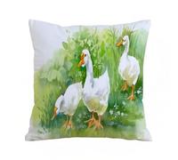 ERRTU Housse de Coussin 50x50 cm,Canard, oie dans Le lac de la Ferme Plantes Herbe Roseaux Fleurs Étang Animaux Oies,Housse Coussin Exterieur,Motif Décoratif Taie d'oreiller,Coussin Decoratif Canape