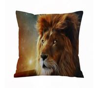 ERRTU Housse de Coussin 50x50 cm,Lion d'Afrique et Nuit en Afrique. Paysage de Savane Africaine au Clair de Lune, Roi,Housse Coussin Exterieur,Motif Décoratif Taie d'oreiller,Coussin Decoratif Canape