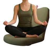 ERRULAN Chaise de Sol avec Soutien Dorsal Chaise de méditation réglable avec Soutien Dorsal, Ergonomique en Mousse à mémoire de Forme inclinable, Pliable avec Coussin Tatami Portable(Green)