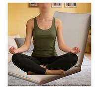 ERRULAN Chaise de Sol avec Soutien Dorsal Chaises de Sol pour la méditation pour Le Yoga, Fauteuil Relax à Dossier réglable Fauteuil inclinable, Revêtement en Cuir Lavable(Green)