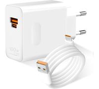 ERSAN-100W Supercharge Chargeur Rapide USB C pour Huawei Honor 200 Pro+ 400 Magic 7 7 Lite 6 Pro 200 Lite X6b X8b Pad X8a 9, Adaptateur Secteur 2 Ports PD avec Câble USB C 6A 1m