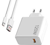 Ersan-120w Turbo Chargeur Rapide Avec 6a Câble Usb C 1m, Pour Redmi Note 13 P Ro+/12 Pro+/11 Pr O+/Xiaomi 14 Ultra/14t/13 Lite/13t /13 Pro/13/12x/12/11t /Poco X7 Pro/X6/F6/F6 Pro/Pad 6/Pad 7