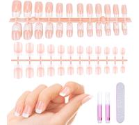 Ersan-192 Pièces Faux Ongles Capsules Court, Capsule Ongles French Faux Ongles Couverture Complète Avec Limes À Ongles, 10 Tailles - Nude
