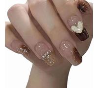 Ersan-24 Pièces/Ensemble Faux Ongles Ongles En Acrylique Ongles Couvrants Brillance Longue Durée Convient Aux Femmes Et Aux Jeunes Filles (Chaîne D'amour)