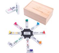Ersan-- 250180 - Coffret Domino Mexicain Train - Double 12 - Nombres - Premium - Jeu De Société - Jeux De Dominos Educatifs - 91 Pièces Epais: 8 Mm + 8 Trains - 2 À 8 Joueurs - +3 Ans