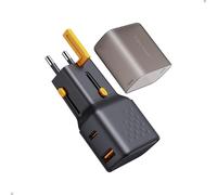 ERSAN-35W Adaptateur Prise USB-C Universelle, Chargeur de Voyage Portable VITO 35W 2-Port 1* USB et 1*USB C en Noir, Chargeur GaN Charge Rapide QC3.0, PD Type C pour Voyages à l'étranger