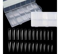 Ersan-480 Pièces 3xl Faux Ongles Transparents, 24 Tailles Différentes Faux Ongles, 240 Extra Longs Tips Capsules Ongles Acrylique, 240 Faux Ongles Carrés Coniques Extra Longs Pour Les Salons De Manuc