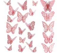 Ersan-60 Pièces 3d Papillon Decoration Or Rose,Decoration Chambre Papillon Stickers Les Cinq Styles,Deco Chambre Bebe Fille Autocollant Mural Trois Tailles,Stikers Murals Pour Mariage