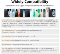 Ersan-65w Chargeur Rapide Avec Câble Usb C 1.8m Pour Oppo Find X3 Neo X2 Pro Reno7 5g Reno6 Reno4 N3 N2 Flip Reno8 T, Supervooc Chargeur Secteur Pour Realme Gt Neo 2 7 Pro X50 Oneplus Nord Ce 2 9 8t
