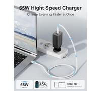 ERSAN-65W USB C Chargeur, Adaptateur Secteur USB C PD GaN III 3 Ports, Charge Rapide, Universelle pour Prises US/UK/EU avec compatibilité MacBook Pro/Air,i Phone,i Pad,Remplace Les chargeurs 60W 45W