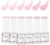 Ersan-6pcs 5ml Gel Construction Ongle Uv 8 En 1, Gel Builder Base De Renforcement, Réparation Et Extensions, Vernis À Ongles Forts, Base Coat Rose Nu Kit 50