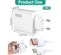 Ersan-90w Chargeur Rapide Pour Xiaomi, Chargeur Turbo Avec Câble Usb C 1m Pour Xiaomi 15, 14, 13 Ultra, Poco X7 Pro, F6, X4 Pro 5g, Redmi Note 13 Pr-O 5g, Mi 10t, Poco Pad, Redmi Note 14t, 13t,12s Ul