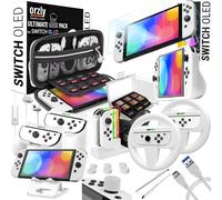 Ersan-Accessories Kit Bundle Compatible With Nintendo Switch Oled Console (Not 2017 Edition Compatible) Ultimate Geek Pack With Case And Screen Protector And Much More - Ice White Gift Boxed