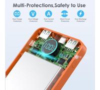 Ersan-Batterie Externe 13800mah, [Ultra Mince Mais Puissant] Power Bank Usb C 3a In & Out Chargeur Portable Avec Affichage Led Et Lampe De Poche Batterie Portable Pour Iphone Galaxy Huawei - Orange