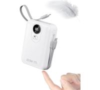 Ersan-Batterie Externe 20000mah Avec Câble Intégré : 22.5w Power Bank À Charge Rapide Pour Téléphone Portable, Batterie Usb C (Input & Output), Chargeur Portable Avec 4 Sorties Et 2 Entrées- Blanc