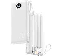 Ersan-Batterie Externe 20000mah Power Bank Usb C 20w Avec Câbles Et Led Display Batterie Portable 4 Sorties Compatible Avec Iphone, Huawei, Samsung Téléphone Tablet (Blanc)