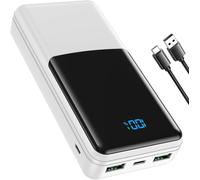 Ersan-Batterie Externe, 30w 27000mah Power Bank, Batterie Portable Usb C (Entrée/Sortie) Pd3.0 Qc4.0 Charge Rapide Chargeur Avec Affichage Lcd Compatible Smartphones Tablets Watches Etc. (Blanc)