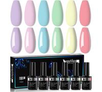 Ersan-Beautilux Vernis Semi Permanent Pastel, 6 Couleurs 10ml Rose Vert Bleu Pastel Vernis Gel Semi Permanent, Vernis À Ongles Gel Soak Off Manucure Nail Art Kit 10ml (Yt-41)