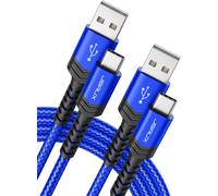 ERSAN-Câble USB C (1+2M Lot de 2) 3,1A Durable Chargeur USB C Cable USB Type C Charge Rapide Nylon Tressé Compatible avec Samsung A13 A53 A52 S9 S8 S10 S22 S21 S20, Xiaomi Redmi Note 11 10 -Bleu