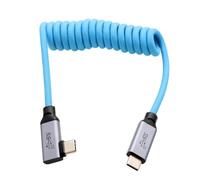 ERSAN-Câble USB de type C USB 3.2 PD 100W 4K pour SSD BMPCC ZCAM R5C R6 A7C FX3 Camera iPhone 15 Pro Max Laptop Monitor, angle droit tressé en spirale 30 cm