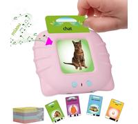 ERSAN-Cartes éducatives,Flash Jouets pour Jeunes Enfants de 1 à 6 Ans, préscolaires pour Enfants pour écouter et Apprendre 224 Mots (Rose français)