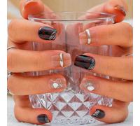 Ersan-Cercueil Court Soufflé Press On Nails Gagnant Acrylique Fait À La Main Faux Ongles Paillettes Brillant Faux Ongles Salon Ongles À Coller Pour Femmes Et Filles 10pcs (9)