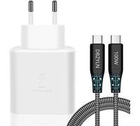 ERSAN-Chargeur 45W Charge Rapide pour Samsung S25, S25 Ultra, S24, S24 Ultra, S23 Ultra, Tab S8, S9, S10, Z Fold5, Flip5, Fold6, Flip6, A54, USB C Bloc Prise Adaptateur Secteur avec 5A Câble (Blanc)