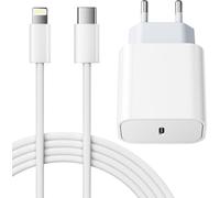 Ersan-Chargeur Rapide For Iphone, 25w Prise Usb C For Iphone 14/14 Plus/14 Pro/14 Pro Max/13/12/11/Se/Mini/X/Xs/Xr Se 8 7 6 6s, Usb C Prise Et 2m Cable Secteur C-To Lightning Mural Alimentation Adapt