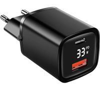 Ersan-® Chargeur Usb C Avec Écran Lcd - Bloc D'alimentation Usb 33w Avec Power Delivery / Qc4.0 & Fonction De Charge Rapide. 2 Ports, Noir