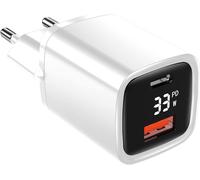 Ersan-® Chargeur Usb C Avec Écran Lcd - Bloc D'alimentation Usb 33w Avec Power Delivery / Qc4.0 & Fonction De Charge Rapide. 2 Ports, Noir