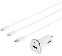 Ersan-- Chargeur Voiture - Kit Spécial Voiture Pour Charger Votre Smartphone - 1 Prise Allume Cigare 12v - Avec 1 Port Usb 5v - 1 Câble D'alimentation De 65 Cm Avec 3 Embouts Usb-C Micro Usb