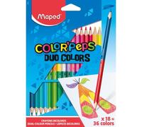 Ersan-- Crayons De Couleur Duo 2 En 1 Color'peps - Pochette De 18 Crayons De Couleurs Double Mine Résistante Pour 36 Couleurs - Crayons En Bois Certifiés Fsc