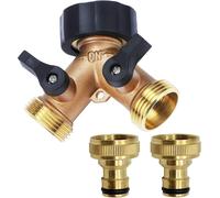 Ersan-Distribuidor 2 Vías De Lujo Para Grifo Jardín, Adaptador Manguera Con Conector Bsp De 2 3/4"", Set Completo Con 3 Piezas De Latón Macizo