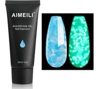 Ersan-Extention Gel Pour Ongles Fluo, Paillettes Glow In Dark Builder Construction Gel 30ml Faux Ongles Quick Building Uv Led Vernis Semi Permanent - Bleu 020