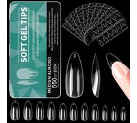 Ersan-Faux Ongles, 550 Pièces Capsule Americaine ¿Ngle Et 240 Pièces Gel Autocollant Ong¿E Kit, 11 Tailles Amande Capsules Ongle¿ Transparent Acrylique Tips Nails Pour Diy O¿Gle Extensions