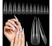 Ersan-Faux Ongles Transparents, 240 Pièces Extra Longs Effilés Pour Extensions En Acrylique, 12 Tailles De Faux Ongles Carrés Pour Ongles En Salon Et À La Maison