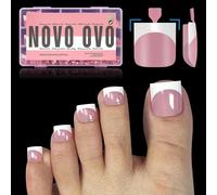 Ersan-French Tip Toe Nail Tips Press On, Extension De Faux Ongles En Gel Doux Carré, Berry Pink Pré-Appliqué Tip Primer & Base Coat, Couverture Complète Acrylique Pour Diy X 15 Tailles 240 Pcs