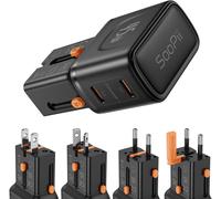 Ersan-Gan Chargeur Mural Universel, Chargeur De Voyage Tout-En-Un Avec Port Pd 45 W, Adaptateur Secteur International Avec Prise Us/Uk/Eu/Au Pour Iphone 16/15, Galaxy S25/S24, Ipad Et Plus Encore.