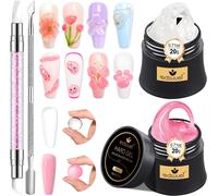 Ersan-Gel 3d Nail Art - Kit D'extension D'ongles Transparent Pink, Gel Construction Ongle Uv Colle Non Collante, Glue Solid Sculpture Builder À La Main, Manucure Salon Décora Diy 20g (0,71 Fl Oz)