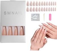 Ersan-Hsajs Faux Ongles Élégants Et Naturels Kit De Manucure Complet Avec 24 Pièces Ongles Artificiels En Gel Faciles À Appliquer Et Durables Pour Une Manucure Parfaite À La Maison(French Language)